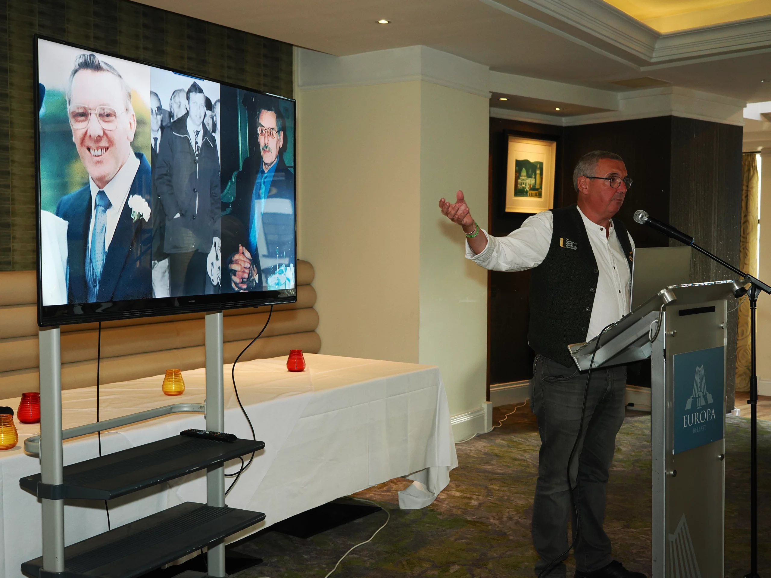 Francis Higgins the Belfast Lad at the launch of his book on the shipyard that built the RMS Titanic