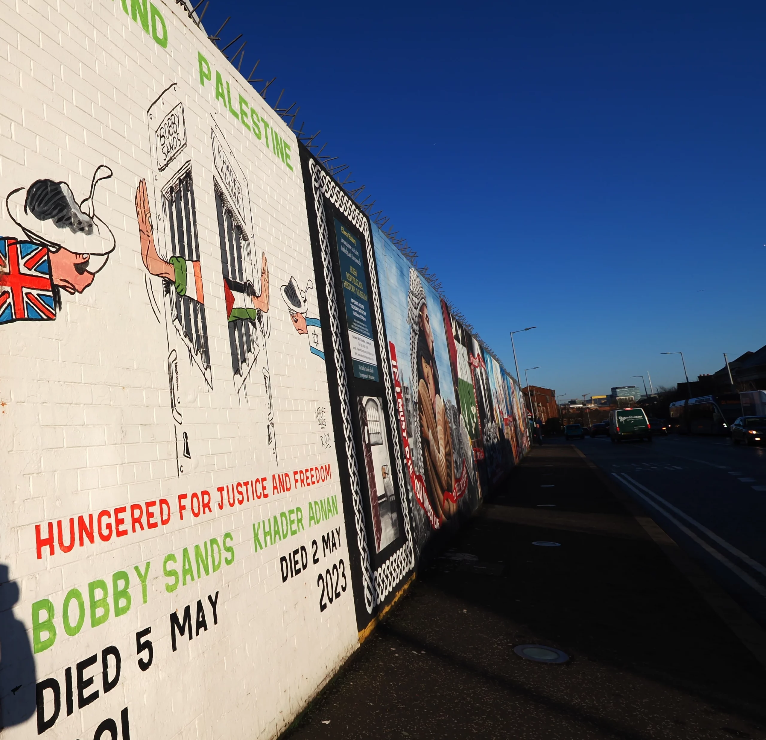 Bobby Sands and D Conpany IRA Murals on the International peacewall in Belfast