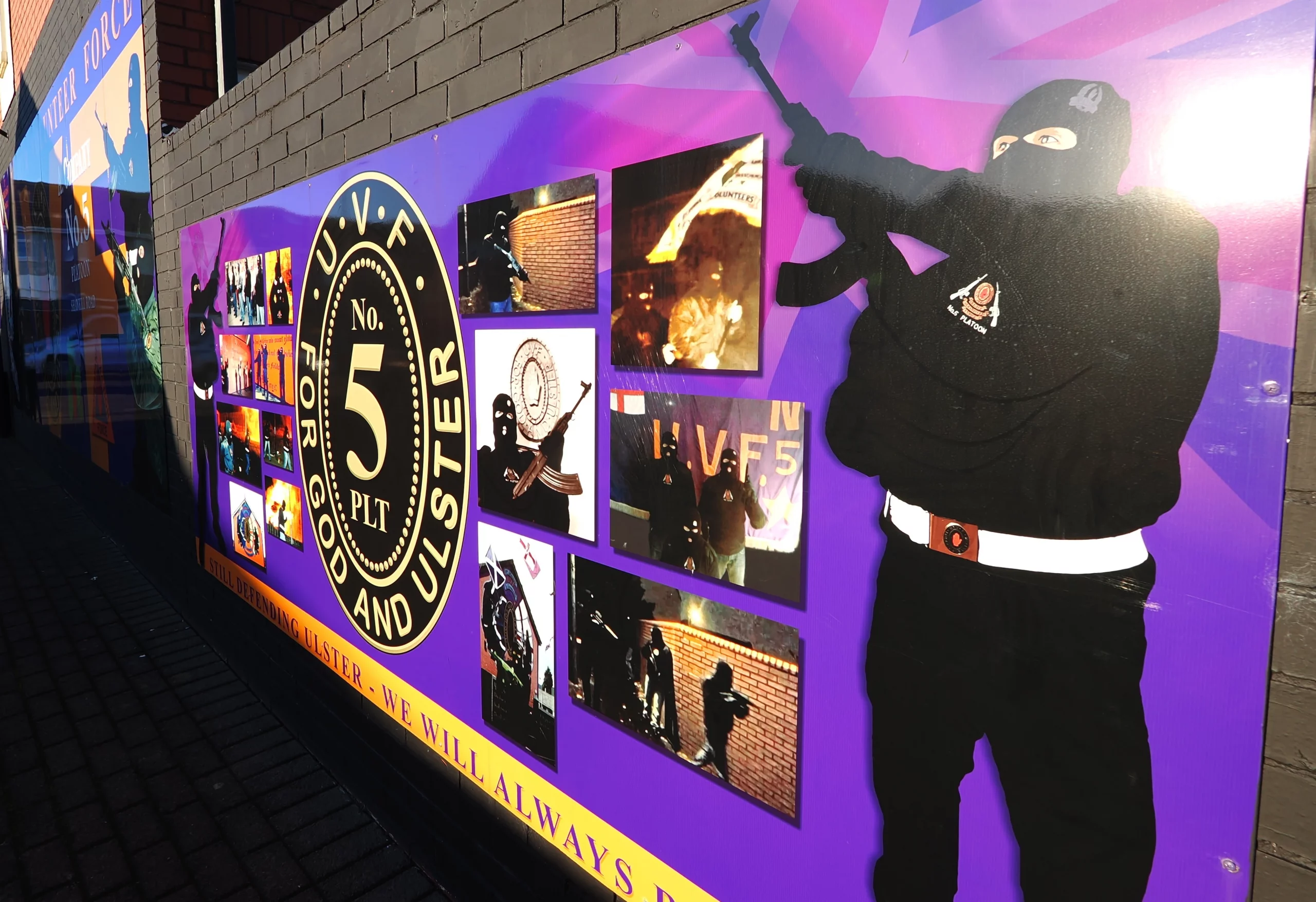 Mid Shankill Road UVF Mural on the Conflicting Stories Black Taxi Tour