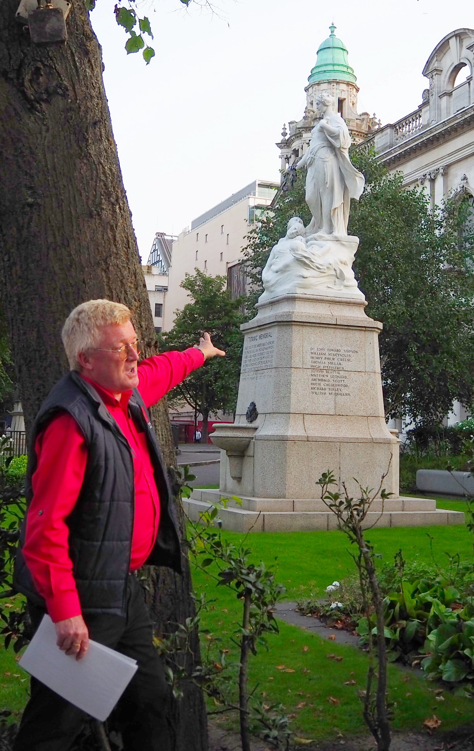 Titanic Author and Expert Peter Fox at the Titanic Memorial at belfast City Hall